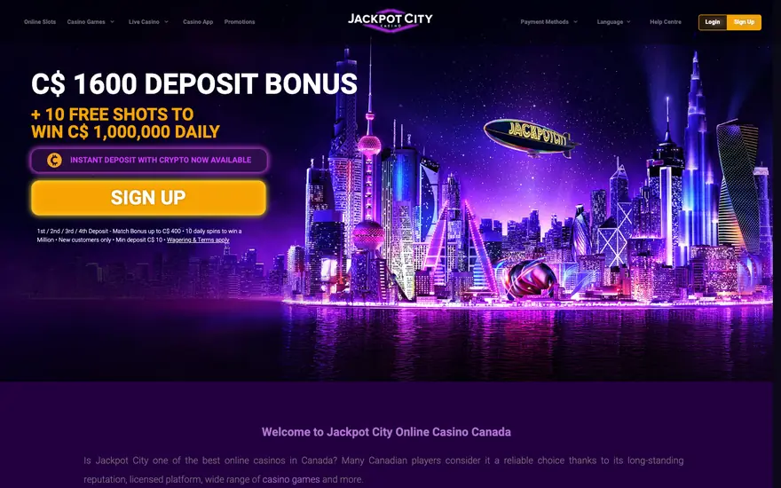 Jackpot City casino lobby