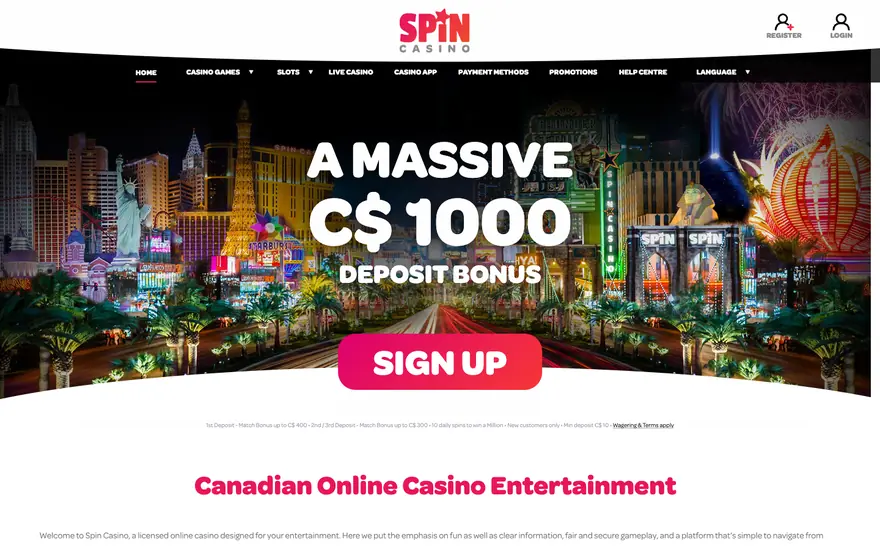 Spin Casino casino lobby
